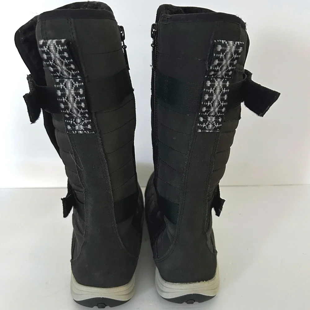 Merrell Approach Sport Tall Snow Boots Women 8 WP Black Insulated Zip Fleece